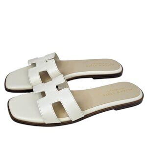 Altard State Womens Vegan Leather Slip On Slide Sandals, White, Flats, Size 10